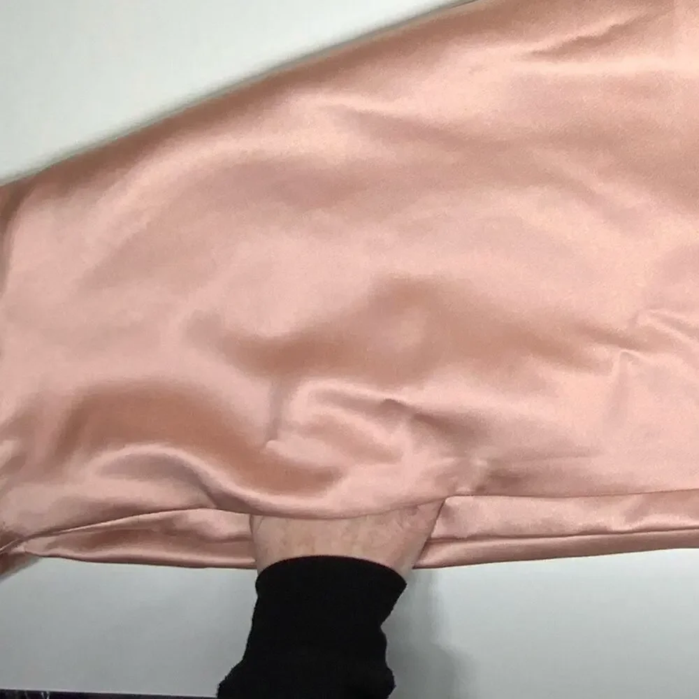NWT | Alfred Sung | High-Neck Cutout Satin Dress | Toasted Sugar | 12R - Picture 14 of 15